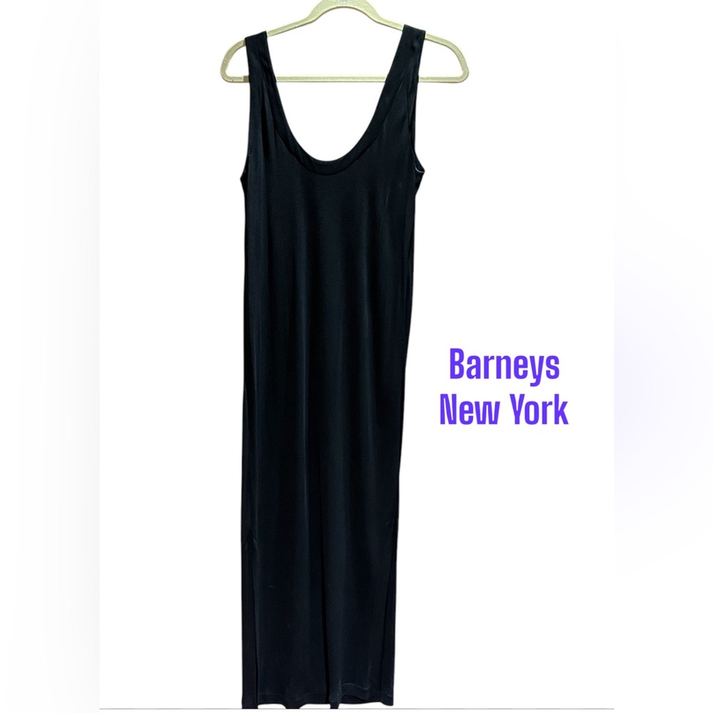 Vintage BARNEYS NEW YORK Black matte jersey column gown. The perfect black dress